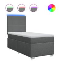 Boxspring met matras stof donkergrijs 120x190 cm - thumbnail