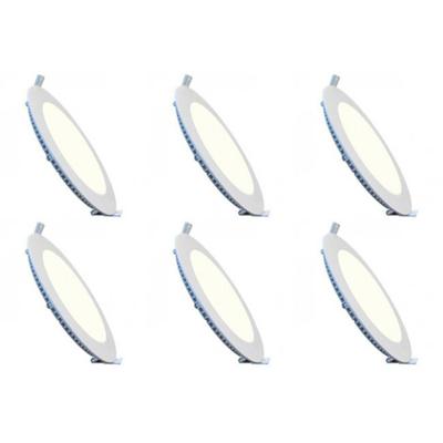 LED Downlight Slim 6 Pack - Inbouw Rond 6W - Dimbaar - Natuurlijk Wit 4200K - Mat Wit Aluminium - Ø120mm