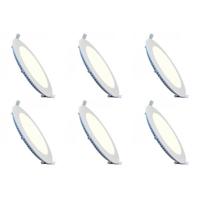 LED Downlight Slim 6 Pack - Inbouw Rond 6W - Dimbaar - Natuurlijk Wit 4200K - Mat Wit Aluminium - Ø120mm - thumbnail