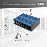 Digitus DN-651131 Industrial Ethernet Switch 4 + 1 poorten 10 / 100 MBit/s PoE-functie - thumbnail
