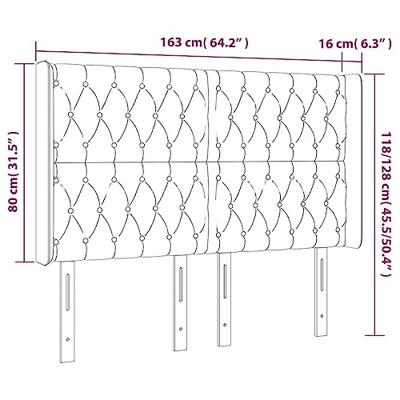 Hoofdbord met randen 163x16x118/128 cm stof lichtgrijs