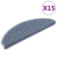 VidaXL Trapmatten zelfklevend 15 st sisal-look 65x21x4 cm blauw - thumbnail