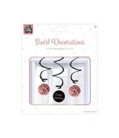 Hangdecoratie Swirls 65 Jaar Roségoud/Zwart (3st) - thumbnail