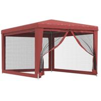 Partytent met 4 mesh zijwanden 3x4 m HDPE rood - thumbnail