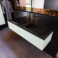 Badkamermeubelset Mondiaz Erin 150 cm met 2 Lades met RIDGE Wastafel Dubbel Urban met 2 kraangaten Greeploos Mat Greey - thumbnail