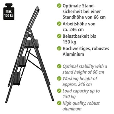 Wenko Huishoudtrap Compact (3-traps, Donkergrijs)