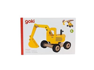 Goki houten graafmachine geel