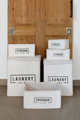 Mandenset DKD Home Decor Wit Bamboe 40 x 30 x 46 cm (5 Onderdelen)