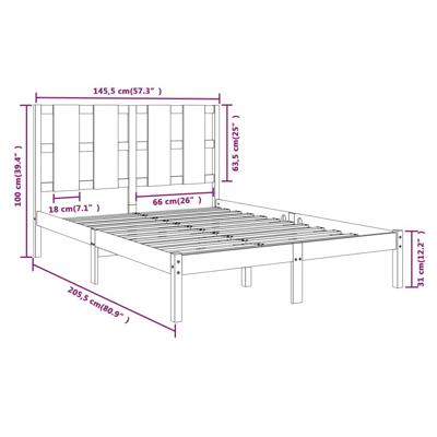 Bedframe zonder matras massief grenenhout wit 140x200 cm