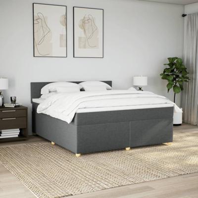 Boxspring met matras stof donkergrijs 180x200 cm