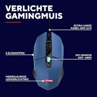 Trust GXT109B FELOX Gaming-muis Kabelgebonden Optisch Blauw 6 Toetsen 6400 dpi Verlicht - thumbnail