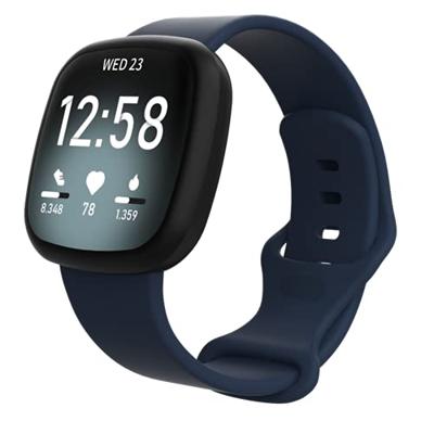 Fitbit Versa 3 & 4 / Sense 1 & 2 Sportbandje - Donkerblauw - Maat: S/M