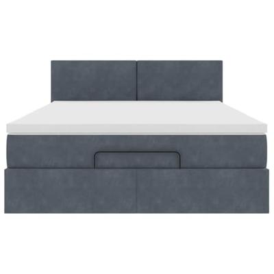 Ottoman bed met matras 140x200cm fluweel donkergrijs