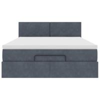 Ottoman bed met matras 140x200cm fluweel donkergrijs - thumbnail