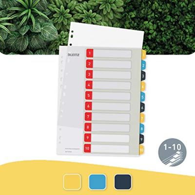 Leitz Cosy tabbladen, ft A4, 11-gaatsperforatie, PP, geassorteerde kleuren, set 1-10