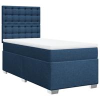 Boxspring met matras stof blauw 90x190 cm - thumbnail