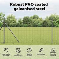 VidaXL Euro hek grijs 1 x 10 m pvc-gecoat ijzer - thumbnail