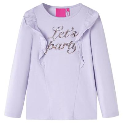Kindershirt met lange mouwen glitterprint 92 lichtlila