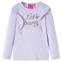 Kindershirt met lange mouwen glitterprint 92 lichtlila - thumbnail