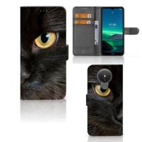 Nokia 1.4 | Telefoonhoesje | Met pasjeshouder | Zwarte Kat - thumbnail