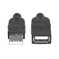 Manhattan USB-kabel USB 2.0 USB-A stekker, USB-A bus 1.80 m Zwart Vergulde steekcontacten, UL gecertificeerd 338653-CG - thumbnail