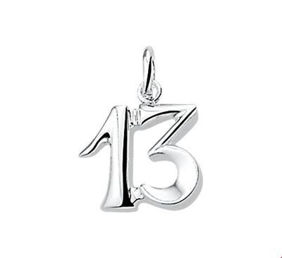 Hanger Cijfer 13 zilver 14,5 x 15,5 mm
