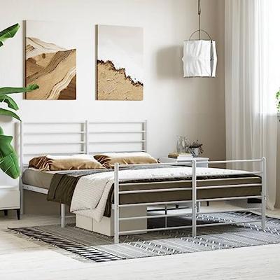 Bedframe met hoofd- en voeteneinde metaal wit 120 x 190 cm - thumbnail