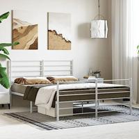 Bedframe met hoofd- en voeteneinde metaal wit 140x190 cm - thumbnail