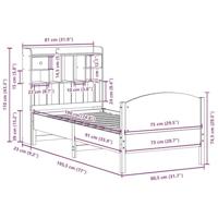 Bed met boekenkast zonder matras grenenhout wasbruin 75x190 cm - thumbnail