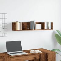 Cd-wandschap 100x18x18 cm bewerkt hout oud houtkleurig - thumbnail