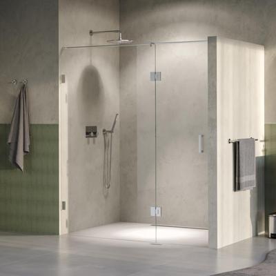 Brauer Void - Nisdeur - 2-Delig - Helder Glas - 180 x 200 cm - Omkeerbaar - met Draaideur 70 cm - Aan Glas - incl. Glascoating - PVD RVS-Kleurig