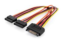 DIGITUS Interne SATA-stroomkabel - SATA 15-pins male naar 2x SATA 15-pins female - Y-kabel - 0,3m - geschikt voor SSD's, harde schijven of optische drives - thumbnail