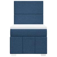 Boxspring met matras stof blauw 140x200 cm - thumbnail