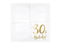 Servetten 30th Birthday Goud - 20 Stuks - thumbnail