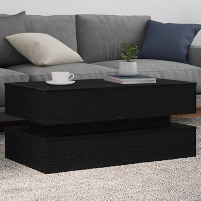 Salontafel met LED-verlichting 90x50x40 cm zwart eiken