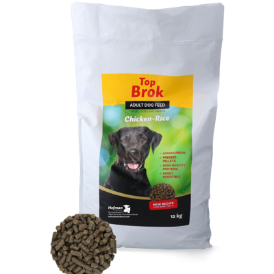 Topbrok Hond Geperste Brokken Kip & Rijst 12 kg