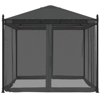 Prieel met zijwanden van gaas 2,93x2,93m staal antracietkleurig