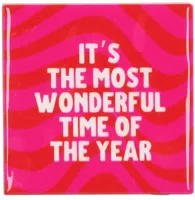Daan Kromhout Design tegeltje keramiek most wonderful time 10x10cm roze - thumbnail