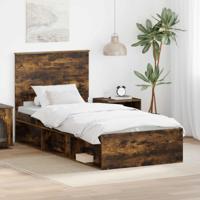 Bedframe Gerookt eiken 90 x 200 cm Massief grenenhout - thumbnail
