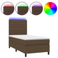 Boxspring met matras en LED stof donkerbruin 80x200 cm - thumbnail