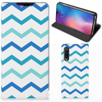 Xiaomi Mi 9 | Hoesje met Magneet | Zigzag Blauw - thumbnail
