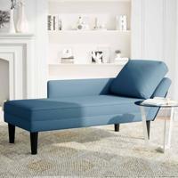 Chaise longue met kussen en rechterarmleuning fluweel blauw - thumbnail