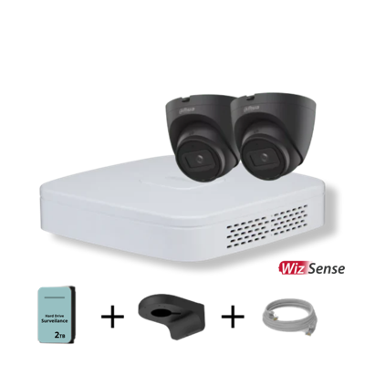 Dahua Camera Set met 2x 4MP Zwarte WizSense Camera's - 2TB HDD - 4-kanaals Recorder Dahua Camera Set met 2x 4MP Zwarte WizSense Camera's - 2TB HDD - 4-kanaals Recorder