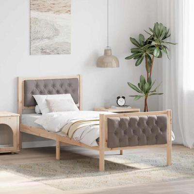 Bedframe met hoofdeinde Taupe 80 x 200 cm Massief grenenhout