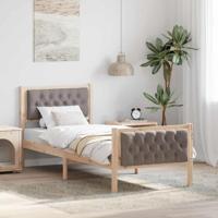 Bedframe met hoofdeinde Taupe 80 x 200 cm Massief grenenhout - thumbnail