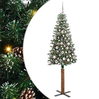 VidaXL Slanke kerstboom groen 180 cm pvc en massief dennenhout