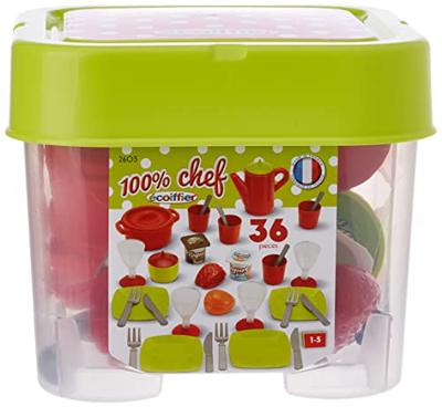 Ecoiffier 100% chef servies in opbergbox 36dlg