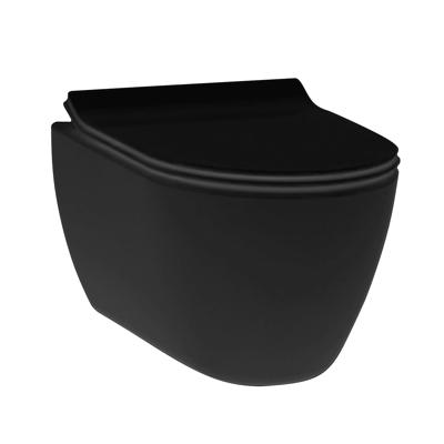 Wandcloset Randloos Mat Zwart | Idevit Alfa Keramiek 52cm (Exclusief zitting) Wandcloset Randloos Mat Zwart | Idevit Alfa Keramiek 52cm (Exclusief zitting)