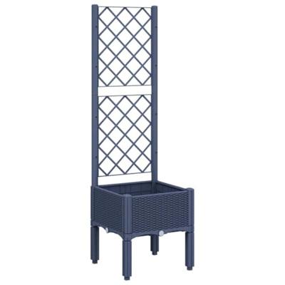 VidaXL Plantenbak met latwerk 40x40x142 cm polypropeen blauwgrijs VidaXL Plantenbak met latwerk 40x40x142 cm polypropeen blauwgrijs