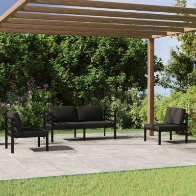 4-delige Loungeset met kussens aluminium antracietkleurig